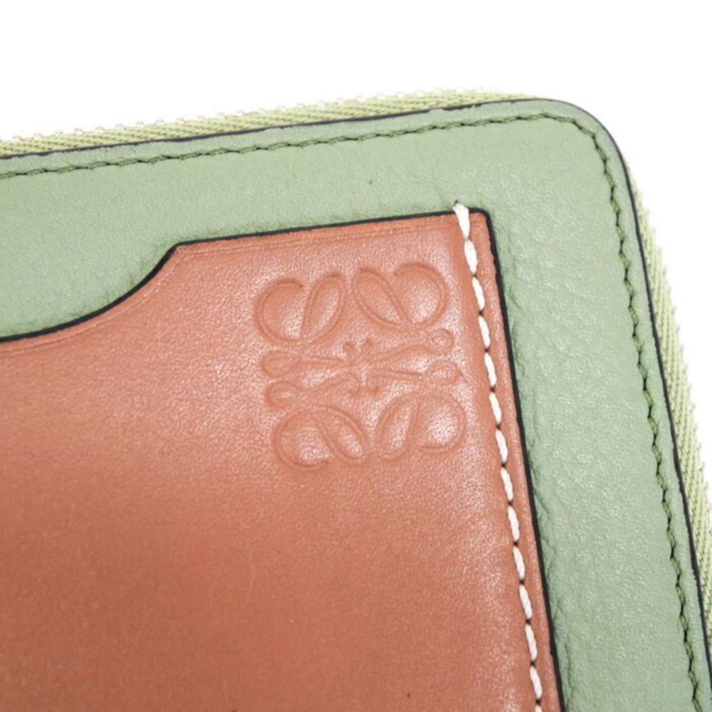 Loewe Coin Wallet Card Holder Calfskin Leather Anagram Green Brown - Picture 7 of 11